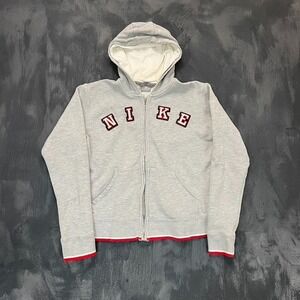 Vintage Nike zip up hoodie womens large gray 2000s y2k Print